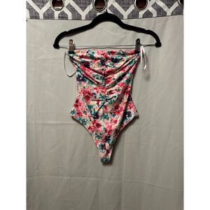 NWOT Lovers and Friends Erica Strapless Bodysuit Thong Size XXS Floral Multi